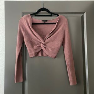 Twisted front cropped sweater